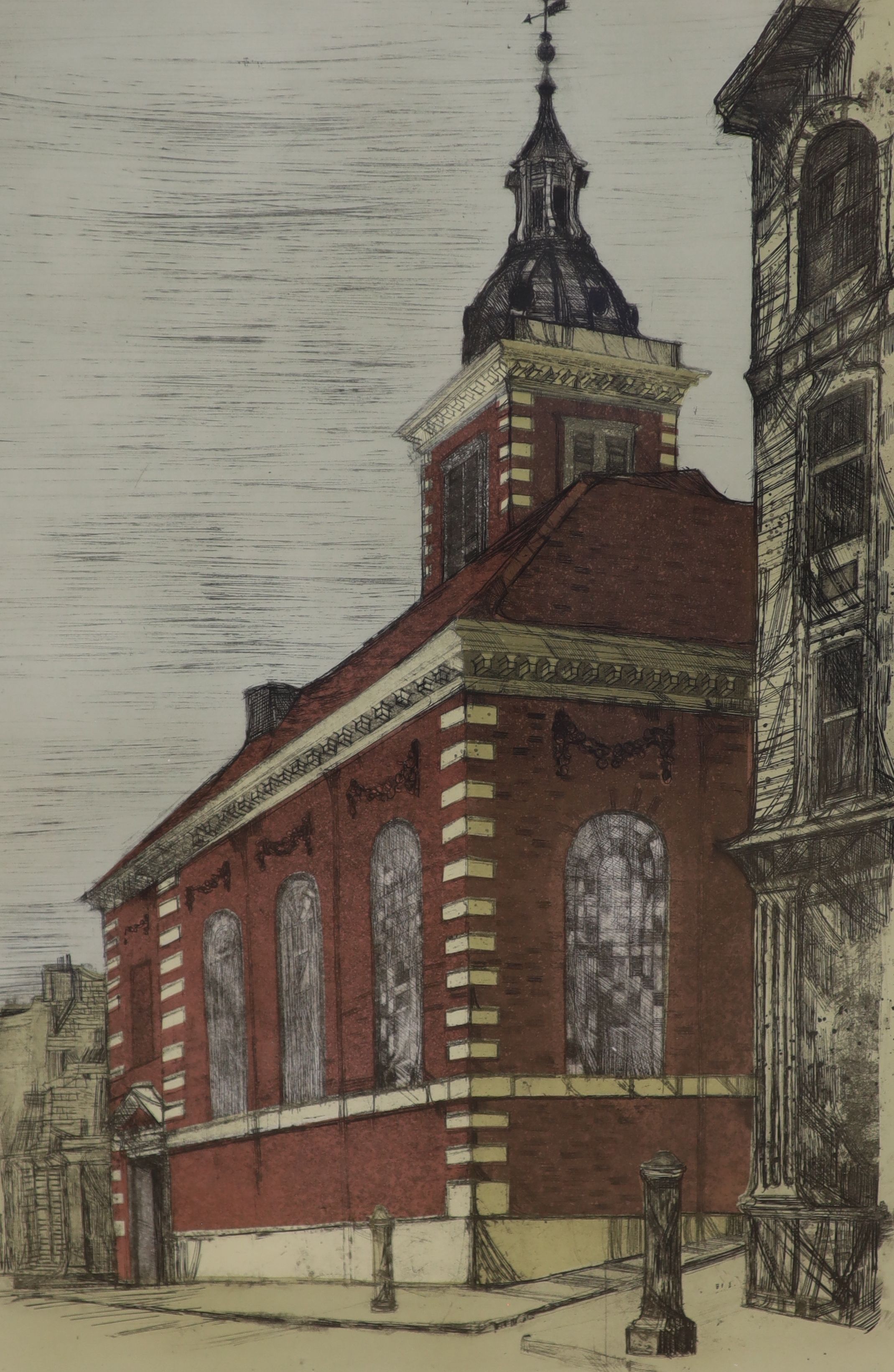Richard Beer, coloured etching with aquatints, Pauls Wharf, signed in pencil, 32/75, 60 x 40cm